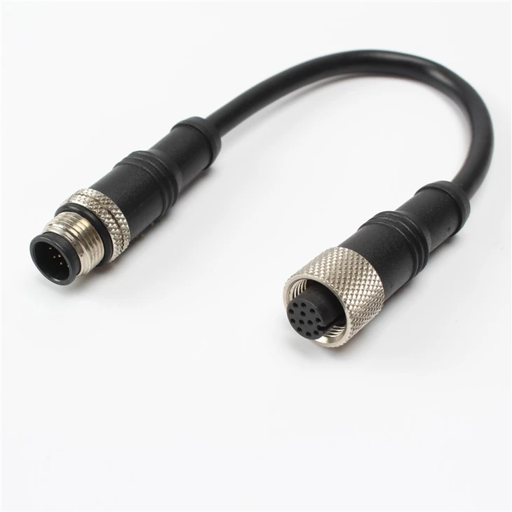 M12 12 Pin Male To Female Connector Overmould Cable